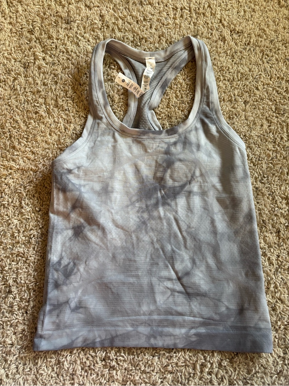lululemon athletica Gray Tie-Dye Racerback Swiftly Tech Tank Race Length